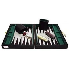 Backgammon - Fekete Műbőr (23x17cm)